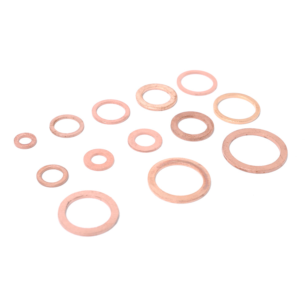 A0394 150Pcs / Set Copper Sealing Washers Flat Rings Gaskets with Plastic Box A0394 150Pcs / Set Copper Sealing Washers Flat Rings Gaskets with Plastic Box
